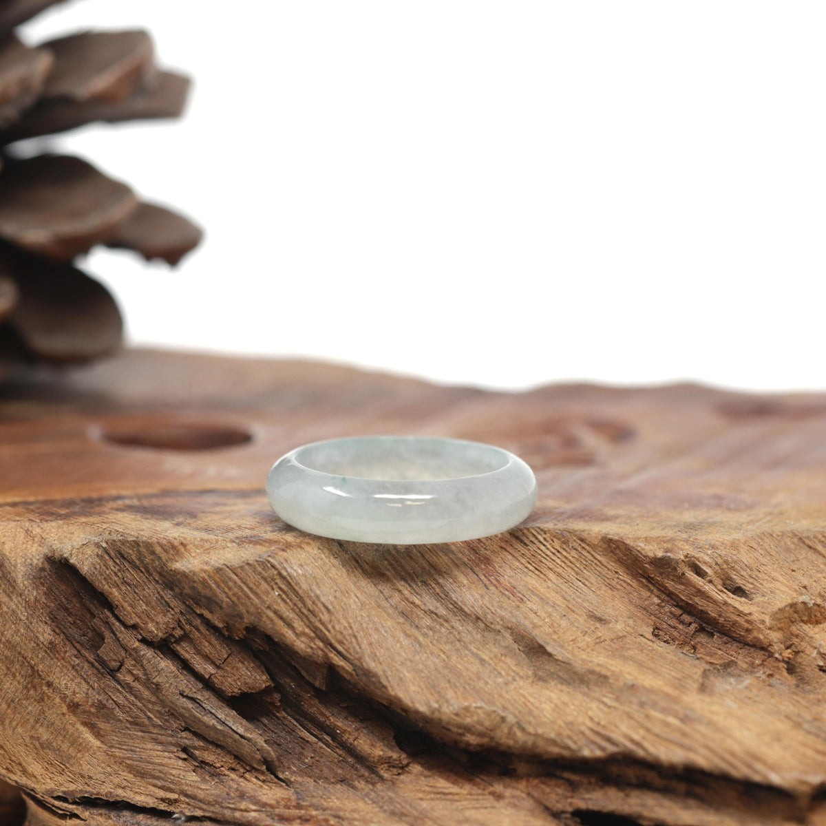 Baikalla Natural Icy Light Green Jadeite Jade Traditional Ring 