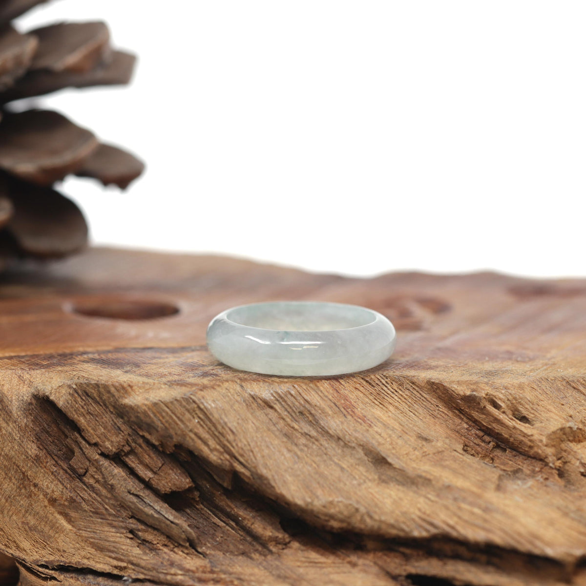 Baikalla Natural Icy Light Green Jadeite Jade Traditional Ring 
