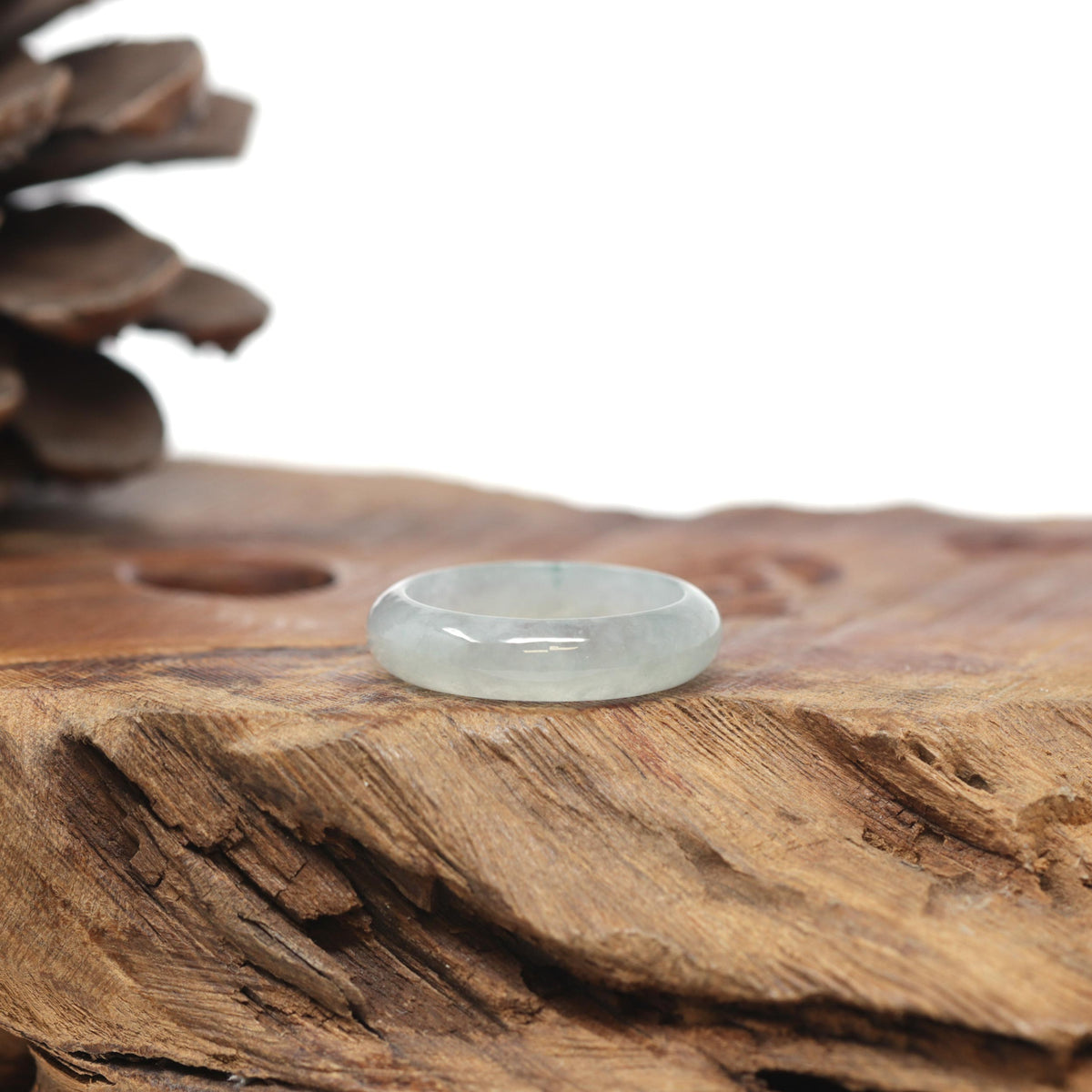 Baikalla Natural Icy Light Green Jadeite Jade Traditional Ring 