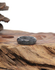 Baikalla Natural Black Wuji Jadeite Jade Traditional Ring 