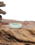 Baikalla Natural Icy Light Apple-Green Jadeite Jade Traditional Ring 