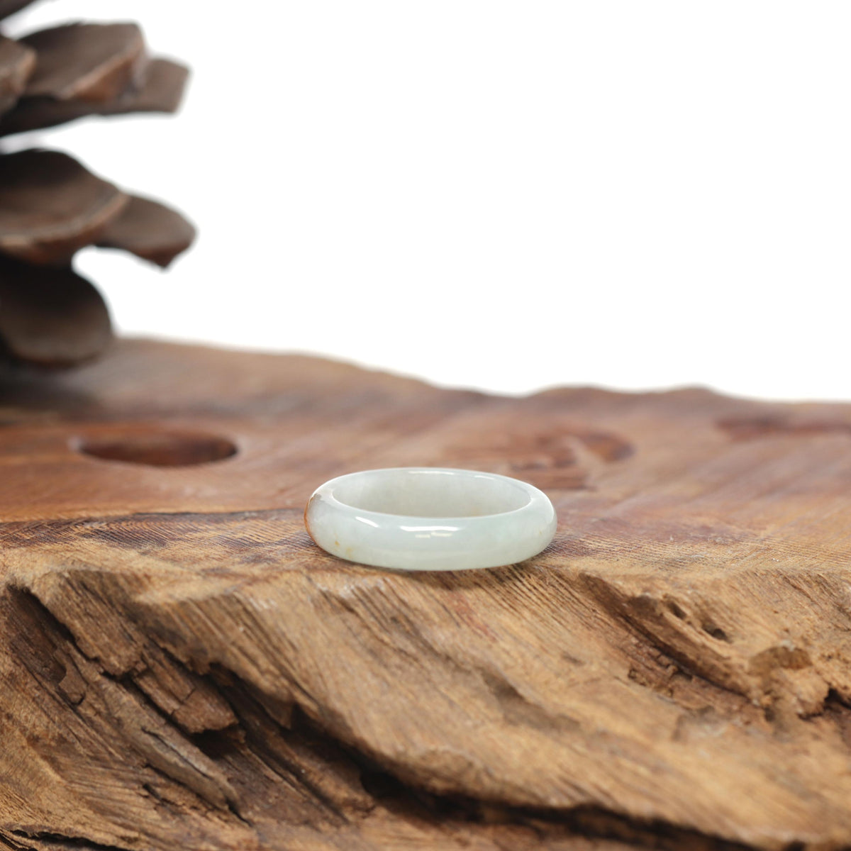 Baikalla Natural Icy Light Green &amp; Sajin (Golden Dust) Jadeite Jade Traditional Ring 