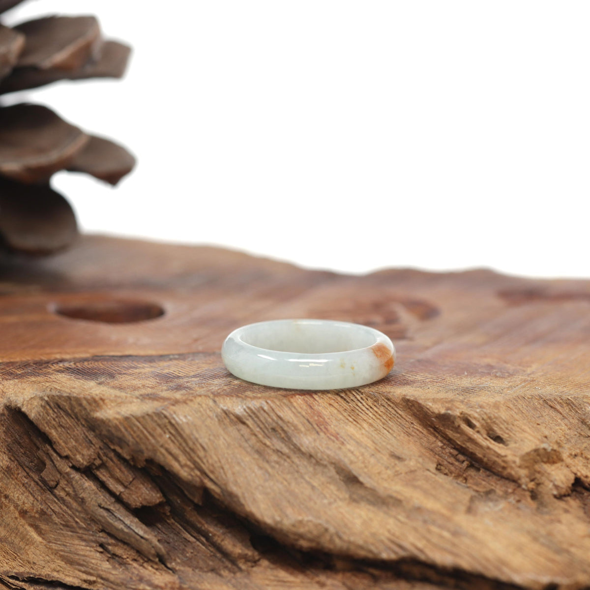 Baikalla Natural Icy Light Green &amp; Sajin (Golden Dust) Jadeite Jade Traditional Ring 
