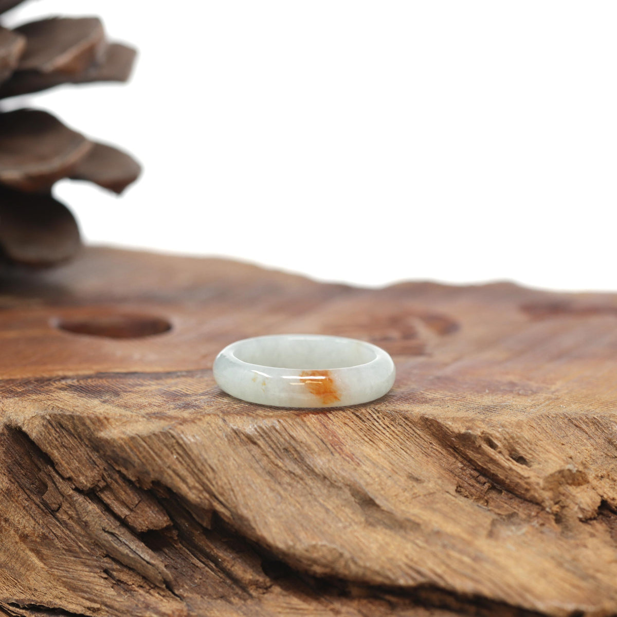 Baikalla Natural Icy Light Green &amp; Sajin (Golden Dust) Jadeite Jade Traditional Ring 