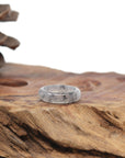 Baikalla Natural Icy Black Sesame Wuji Jadeite Jade Traditional Ring 