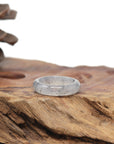 Baikalla Natural Icy Black Sesame Wuji Jadeite Jade Traditional Ring 