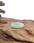Baikalla Natural Icy Light Green W/ Vibrant Apple-Green Patch Jadeite Jade Traditional Ring 