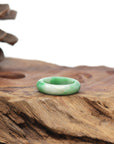 Baikalla Natural Vibrant Apple-Green Jadeite Jade Traditional Ring 