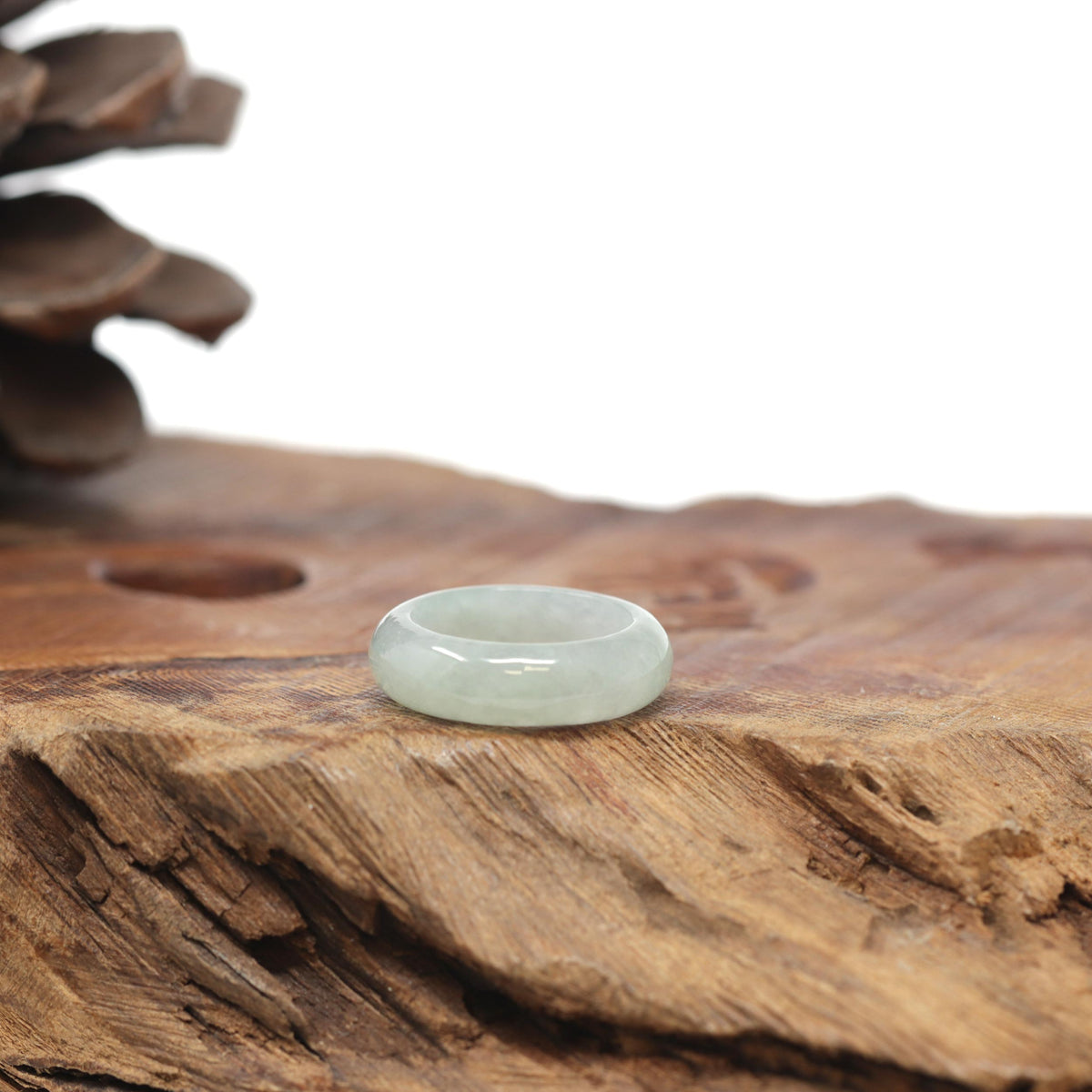 Baikalla Natural Icy Light Green Jadeite Jade Traditional Ring 