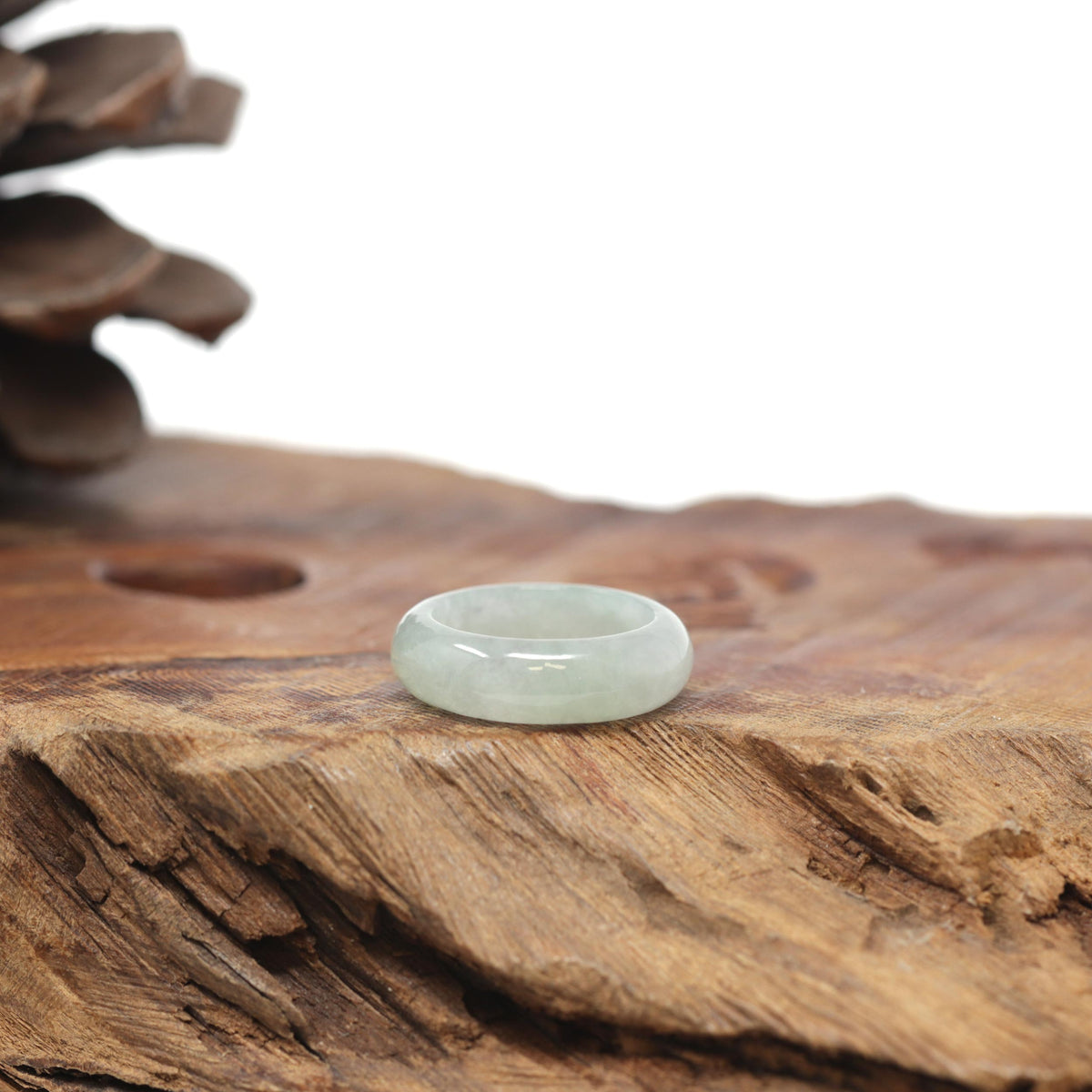 Baikalla Natural Icy Light Green Jadeite Jade Traditional Ring 