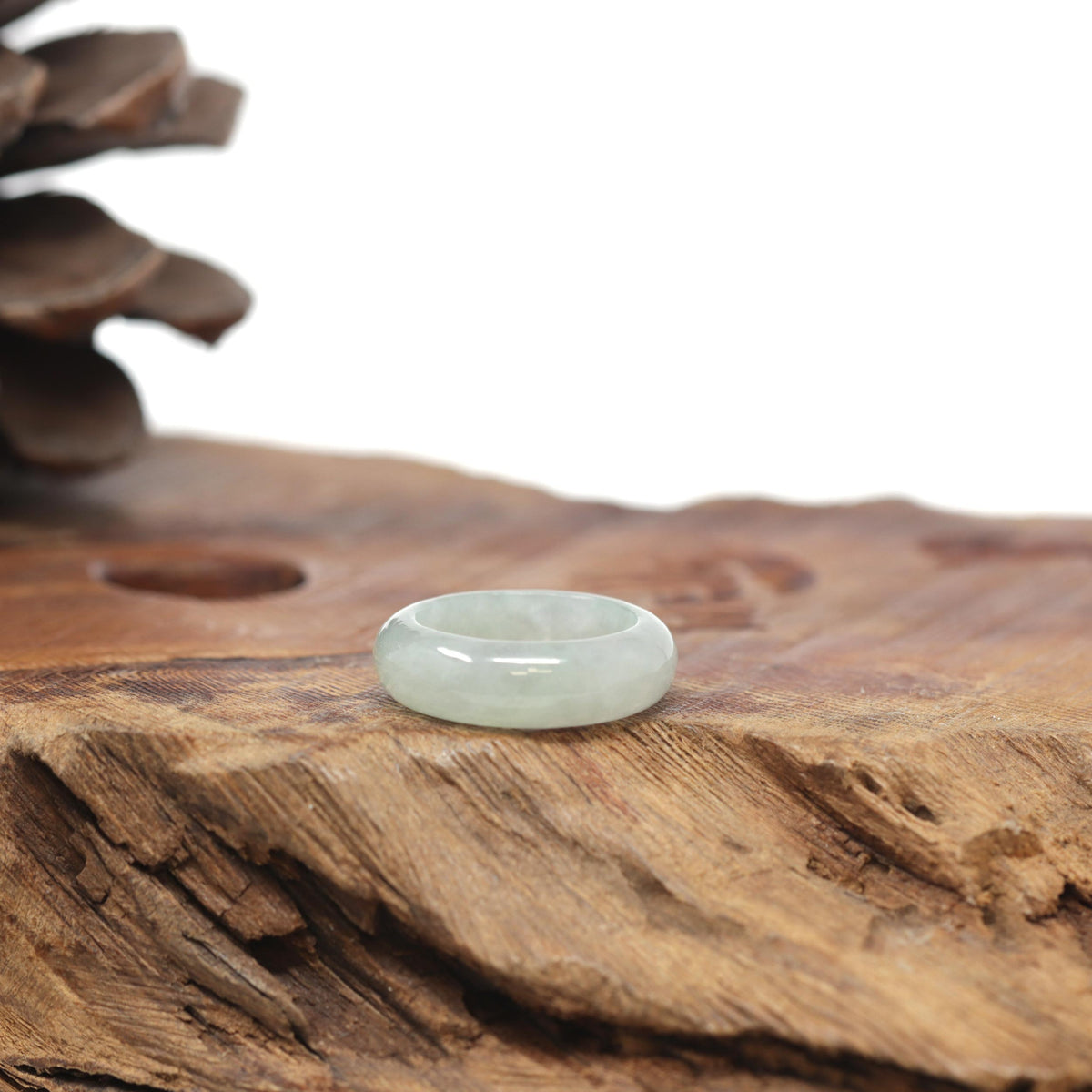 Baikalla Natural Icy Light Green Jadeite Jade Traditional Ring 