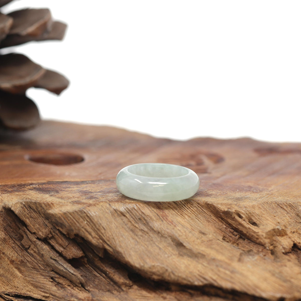 Baikalla Natural Icy Light Green Jadeite Jade Traditional Ring 