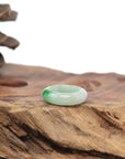 Baikalla Natural Icy Vibrant Apple-Green Patch Jadeite Jade Traditional Ring 