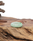 Baikalla Natural Icy Vibrant Apple-Green Patch Jadeite Jade Traditional Ring 