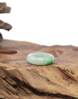Baikalla Natural Icy Vibrant Apple-Green Patch Jadeite Jade Traditional Ring 