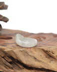 Baikalla Natural Icy Light Green & Sajin (Golden Dust) Jadeite Jade "Heart" Traditional Ring 
