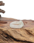 Baikalla Natural Icy Light Green & Sajin (Golden Dust) Jadeite Jade "Heart" Traditional Ring 