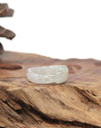 Baikalla Natural Icy Light Green & Sajin (Golden Dust) Jadeite Jade "Heart" Traditional Ring 