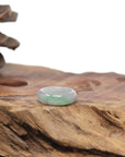 Baikalla Natural Icy Light Grey Wuji & Apple-Green Jadeite Jade Traditional Ring 