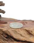 Baikalla Natural Icy Light Green W/ Black Wuji Freckles Jadeite Jade Traditional Ring 