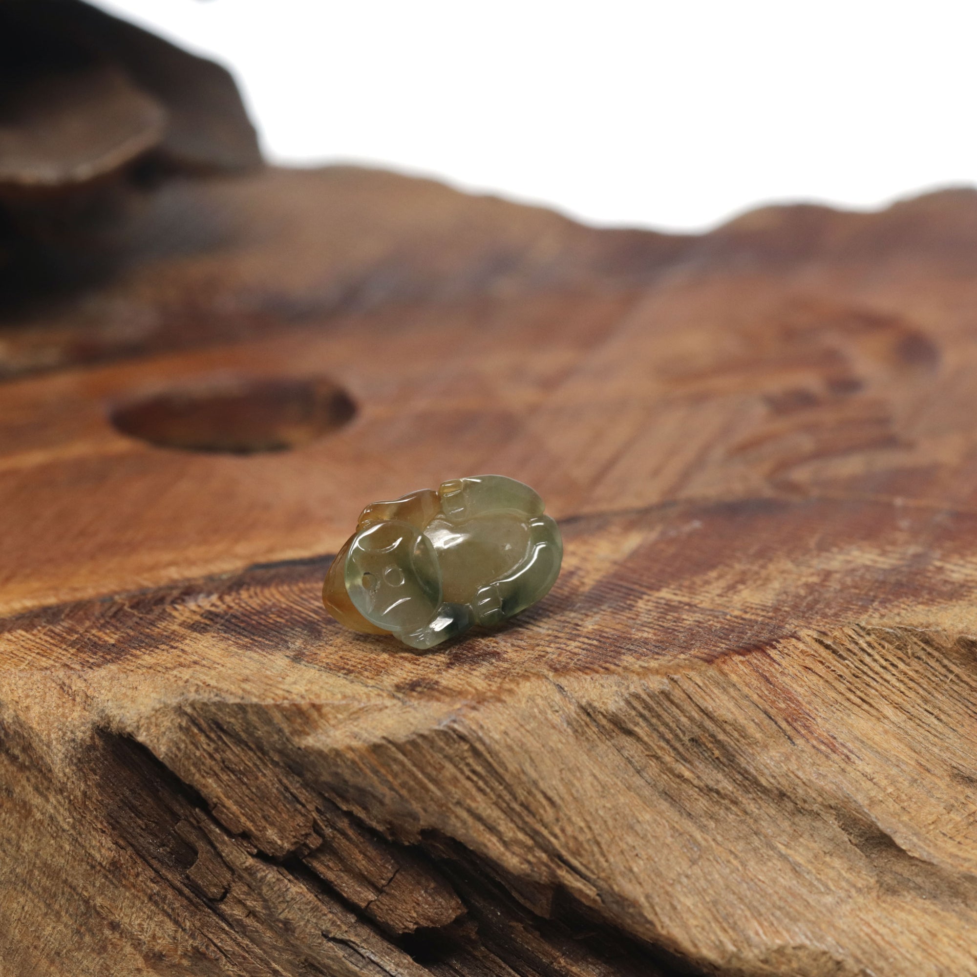 Baikalla Icy Yellow-Brown &amp; Green &quot;PiXiu&quot; (Fortune Beast) Jadeite Jade Pendant