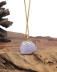 Baikalla Icy Lavender Lotus Jadeite Jade Pendant W/ 18K Yellow Gold Bail