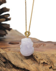 Baikalla Lavender "PiXiu" (Fortune Beast) Jadeite Jade Pendant W/ 18K Yellow Gold Bail