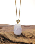 Baikalla Lavender "PiXiu" (Fortune Beast) Jadeite Jade Pendant W/ 18K Yellow Gold Bail