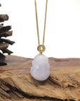 Baikalla Lavender "PiXiu" (Fortune Beast) Jadeite Jade Pendant W/ 18K Yellow Gold Bail