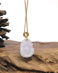 Baikalla Lavender "PiXiu" (Fortune Beast) Jadeite Jade Pendant W/ 18K Yellow Gold Bail