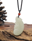 Baikalla "Dragon & Phoenix" Light Green Nephrite Jade Pendant Necklaces