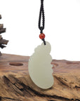 Baikalla "Dragon & Phoenix" Light Green Nephrite Jade Pendant Necklaces