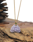 Baikalla Lavender Lotus Jadeite Jade Pendant W/ 18K Yellow Gold Bail