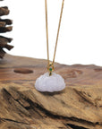 Baikalla Lavender Lotus Jadeite Jade Pendant W/ 18K Yellow Gold Bail