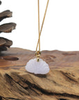 Baikalla Lavender Lotus Jadeite Jade Pendant W/ 18K Yellow Gold Bail