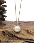 Baikalla Natural 18K Rose Gold Cultured Pearl Pendant w/ Natural Diamonds