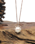 Baikalla Natural 18K Rose Gold Cultured Pearl Pendant w/ Natural Diamonds
