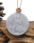 Baikalla "Akasagarbha Bodhisattva" Lavender Jadeite Jade Pendant W/ 18K Rose Gold Bail & Diamond