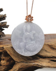 Baikalla "Akasagarbha Bodhisattva" Lavender Jadeite Jade Pendant W/ 18K Rose Gold Bail & Diamond