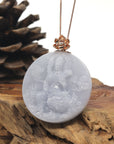 Baikalla "Akasagarbha Bodhisattva" Lavender Jadeite Jade Pendant W/ 18K Rose Gold Bail & Diamond