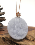 Baikalla "Akasagarbha Bodhisattva" Lavender Jadeite Jade Pendant W/ 18K Rose Gold Bail & Diamond