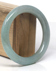 Baikalla Light Oil-Green "Traditional Full-Round" Jadeite Jade Bangle Bracelet (59mm) 