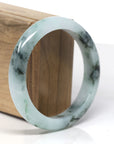 Baikalla Blue-Green & White "Half-Round" Jadeite Jade Bangle Bracelet (58.5mm) 