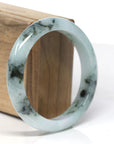 Baikalla Blue-Green & White "Half-Round" Jadeite Jade Bangle Bracelet (58.5mm) 