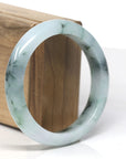 Baikalla Blue-Green & White "Half-Round" Jadeite Jade Bangle Bracelet (58.5mm) 