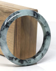 Baikalla Blue-Green Flower "Half-Round" Jadeite Jade Bangle Bracelet (58.3mm) 