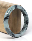 Baikalla Blue-Green Flower "Half-Round" Jadeite Jade Bangle Bracelet (58.3mm) 