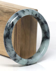 Baikalla Blue-Green Flower "Half-Round" Jadeite Jade Bangle Bracelet (58.3mm) 