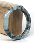 Baikalla Blue-Green Flower "Half-Round" Jadeite Jade Bangle Bracelet (58.3mm) 