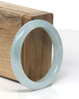 Baikalla Icy Light Green "Half-Round" Jadeite Jade Bangle Bracelet (52mm) 